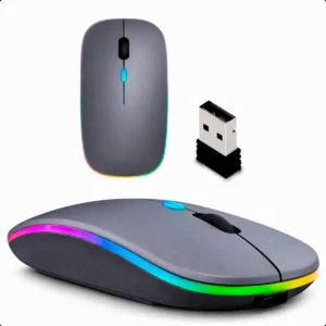 Mouse Sem Fio Recarregável Wireless Optico Led Rgb